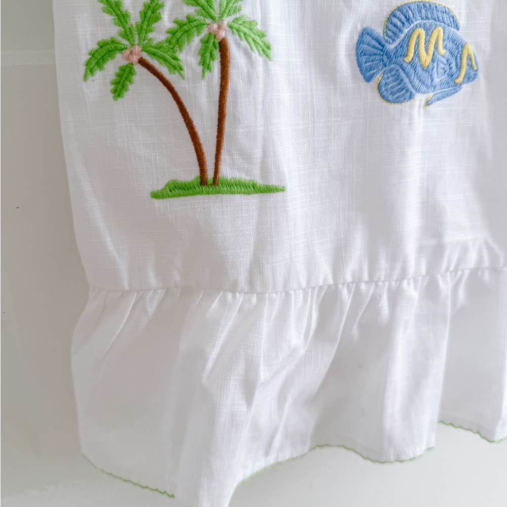 Janie and Jack Embroidered Tropical embroidery Sundress with Tie Straps - Picture 4 of 9